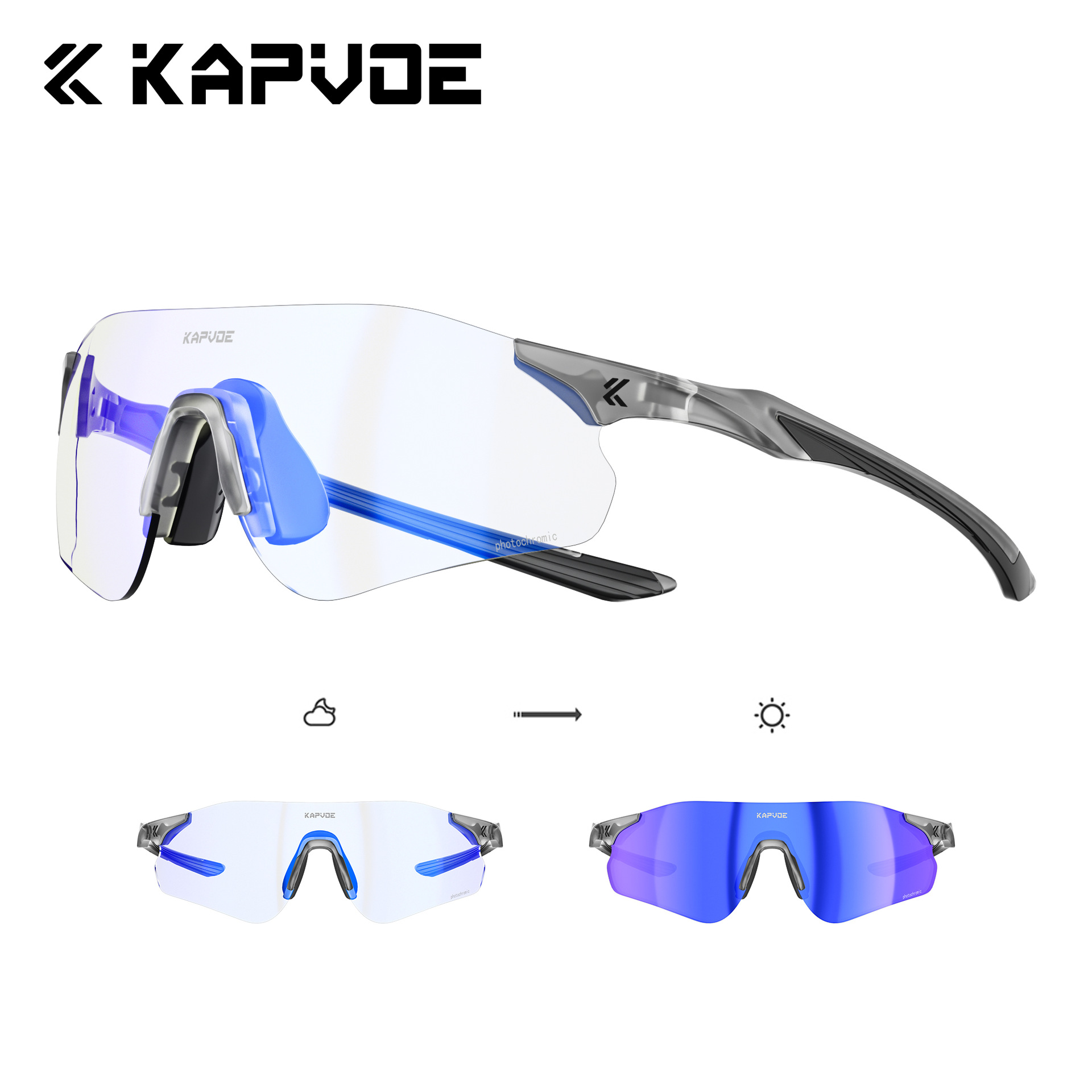 Gafas Fotocromáticas para Ciclismo y Correr de TR90, Fotocromático y Cortavientos, para Ciclismo y Escalada image 12