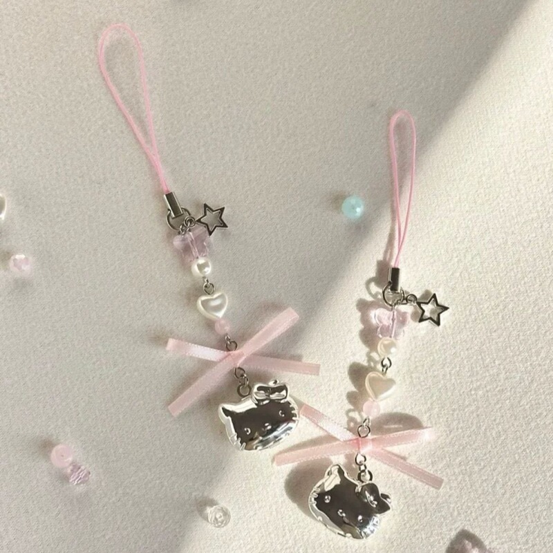 Hello Kitty Handmade Beaded Phone Chain Camera Chain Pendant Kt Pendant with Openable Instagram Card Holder Chain Hello Kitty Handmade Beaded Phone Chain Camera Chain Pendant Kt Pendant with Openable Instagram Card Holder Chain