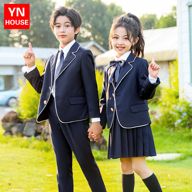 Ropa de jardín de infantes modelos de otoño e invierno trajes de niños y niñas de estilo británico