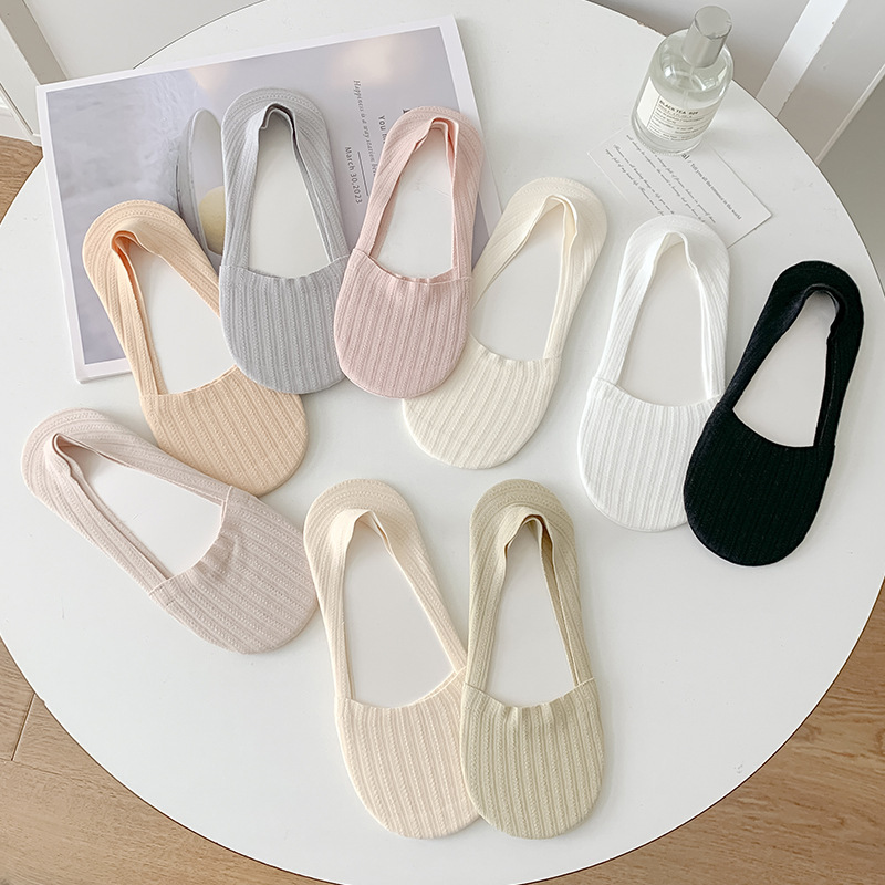 Boat Socks Women's Summer Thin Cotton Bottom Shallow Mouth Invisible Socks Short Socks Non-slip Don't Fall-off Summer Single-layer Shoes Loafers Socks