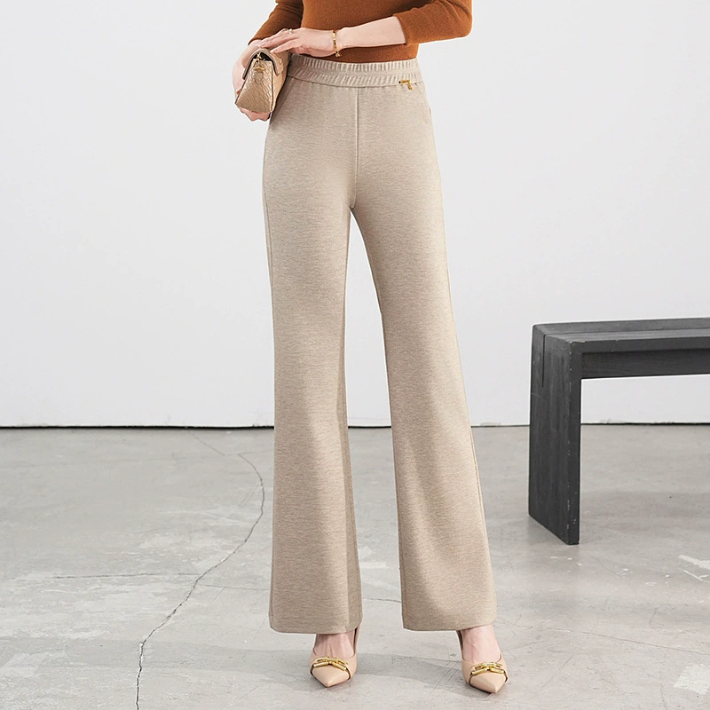 Универсальные spring flared trousers, свободный прямой крой, высокий пояс
