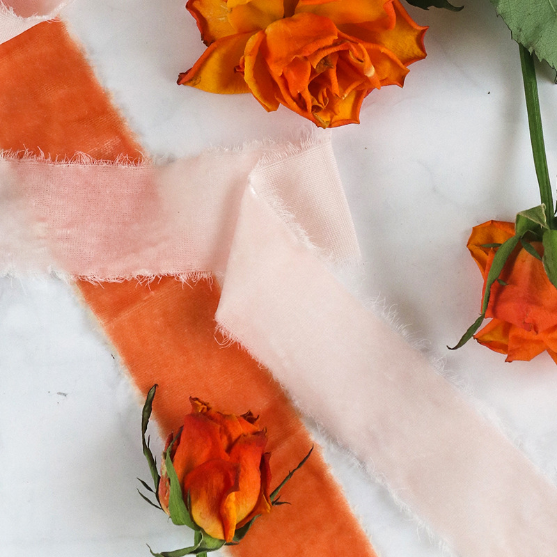 Amazon nueva cinta tira de tela de terciopelo desmenuzado borde áspero cisne simulación cinturón de terciopelo boda corbata con flor bolsa decoración