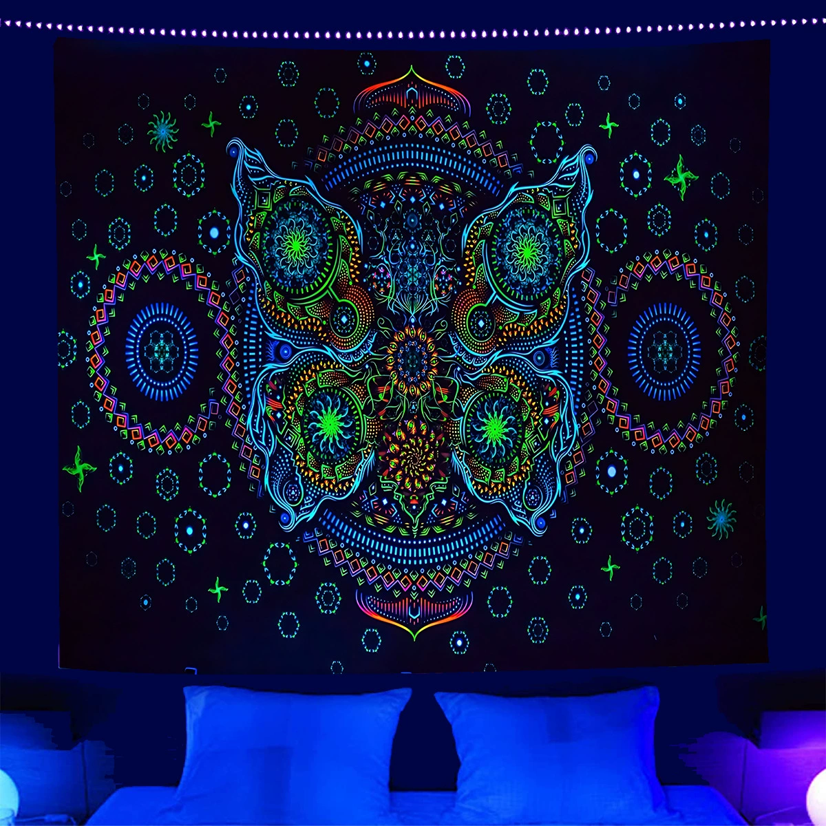 Флуоресцентная настенная tapestry с бабочкой