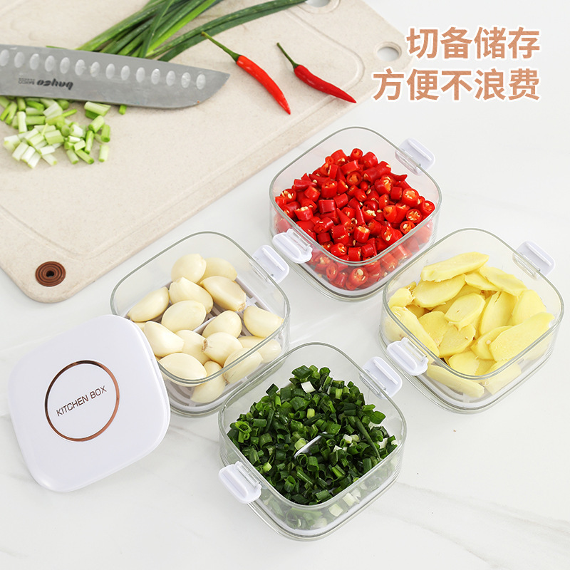 Caja de preservación de cebollas, caja de preservación de cocina, caja de sellado de alimentos superposición, caja de almacenamiento, caja de almacenamiento, refrigerador