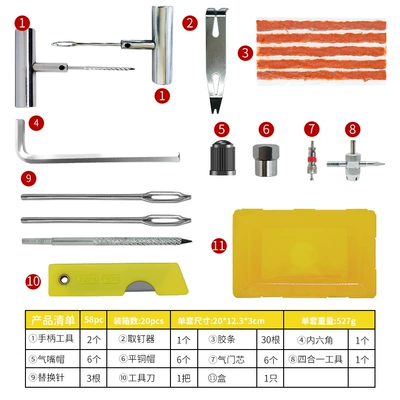 Repair kit Tire Repair Tool Set Box - 58pc-tire-repair-tool-yellow
