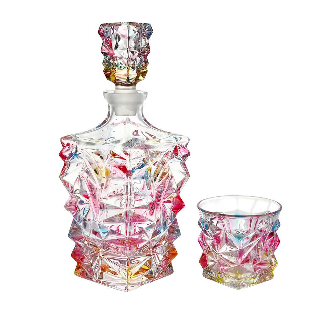 新款炫彩简约水晶玻璃酒具套装 家用欧式洋酒杯果汁杯网红杯套装