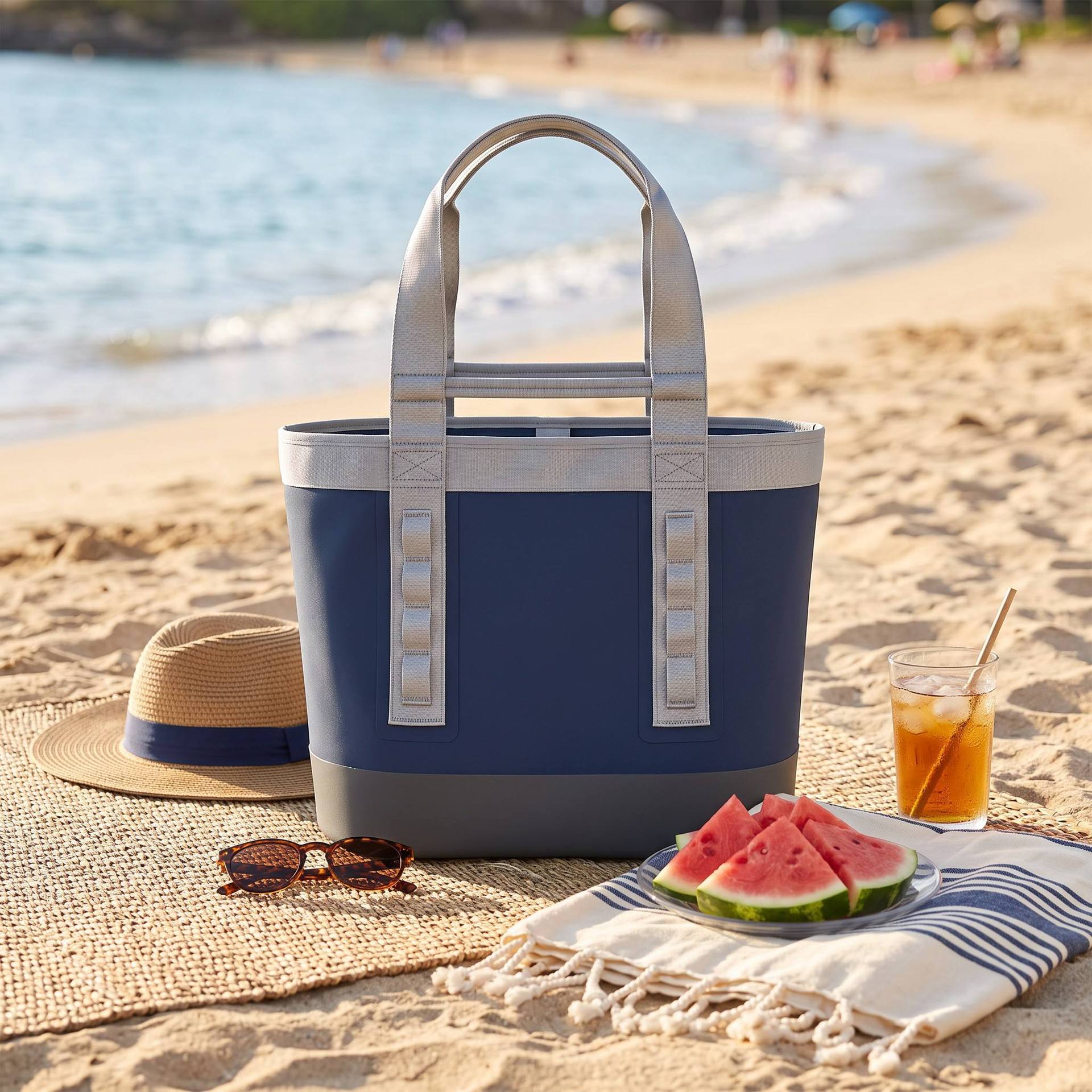 Wanna in-stock cross-border large shoulder beach bag for women, waterproof and leak-proof ice bag handbag, customizable