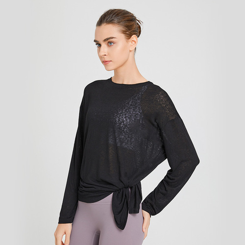 Yuejia 2024 spring new long-sleeved yoga clothing women's tops loose slimming sports Pilates fitness clothing running