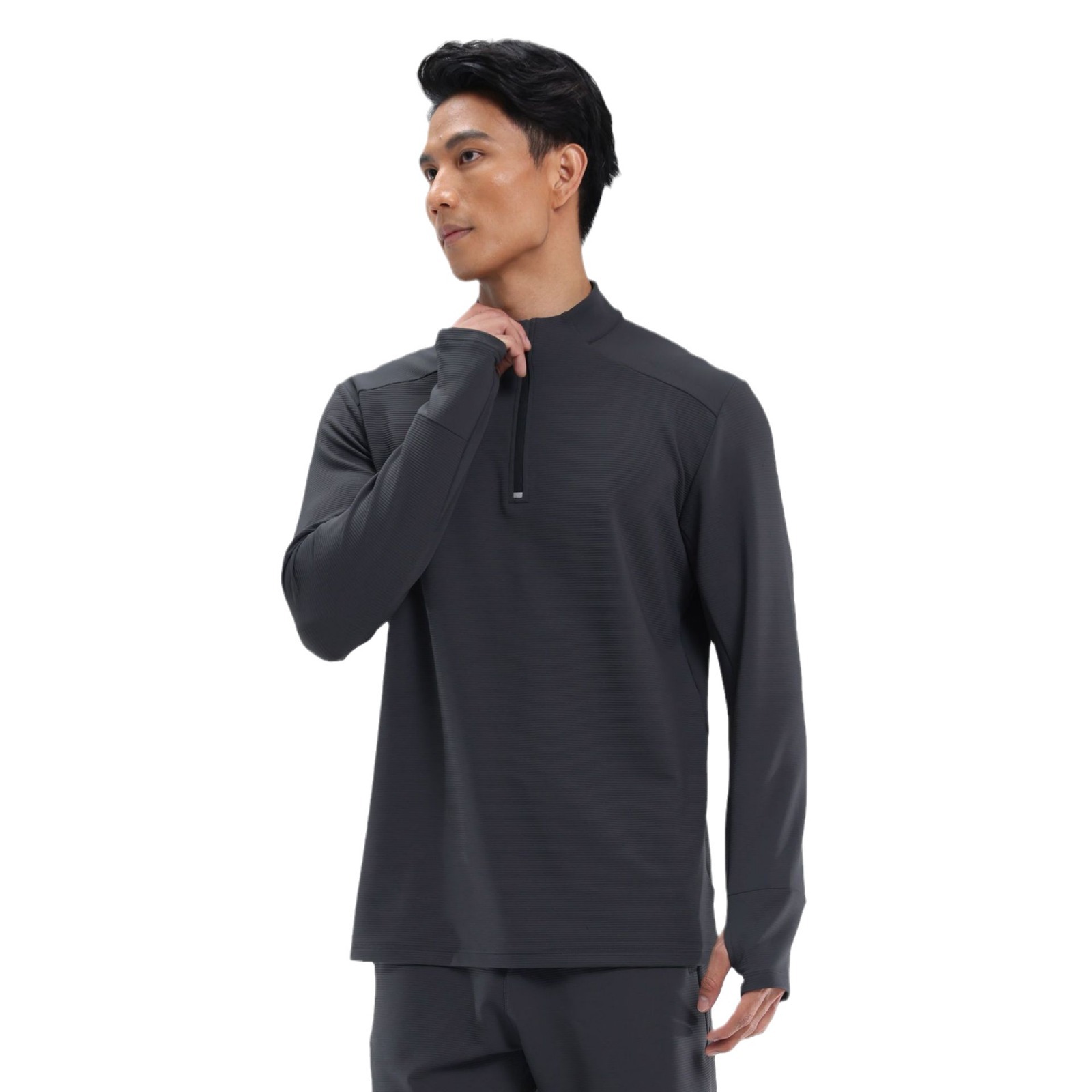 Dijia ropa de secado rápido al aire libre T camiseta de manga larga con media cremallera jerseys para hombres ropa de entrenamiento de fitness para correr tops deportivos