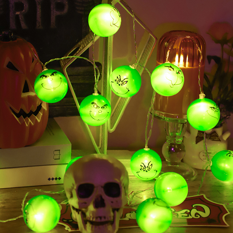 2024 transfronterizo nuevo Grinch Grinch Halloween ambiente interior cadena de luces LED de decoración de vacaciones