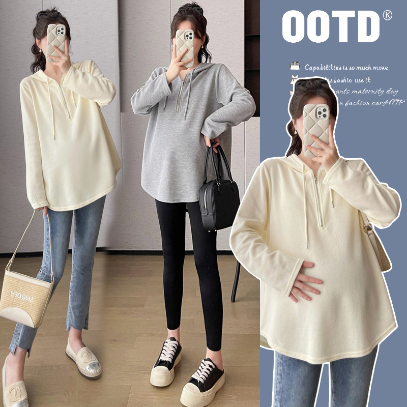 Maternity tops, spring and autumn sweatshirts, 2026 new style, loose fit, plus size, stylish autumn long-sleeve T-shirts