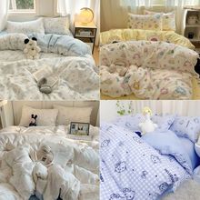 小清新学生宿舍床单三件套四件床上用品套被套被罩单人枕套二件套