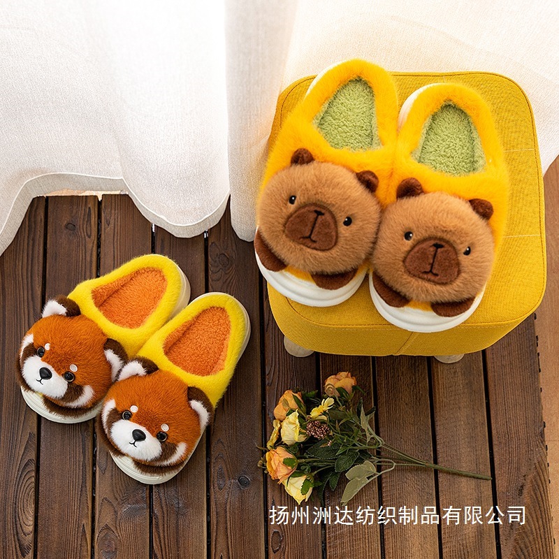 Zapatillas de algodón de animales lindas transfronterizas zapatillas de algodón de invierno para mujeres zapatos de calentamiento de peluche zapatos de algodón domésticos interiores zapatos de piso prácticos image 4