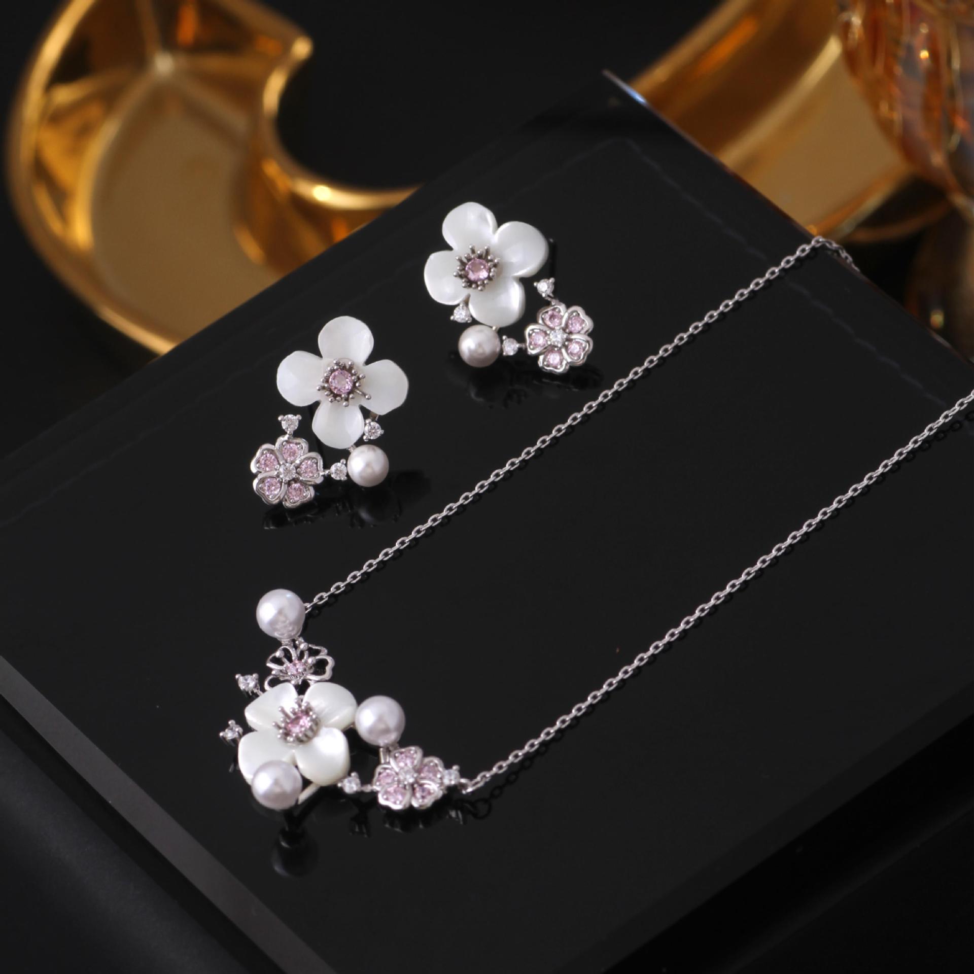 S925純銀高級感項鍊女輕奢小眾設計氣質櫻花花語純潔甜美百搭項飾