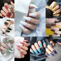 Solid Color Long Ballet Series Wearable Nail Completes False Nails Nail Stickers Waterproof Removable Foreign Trade