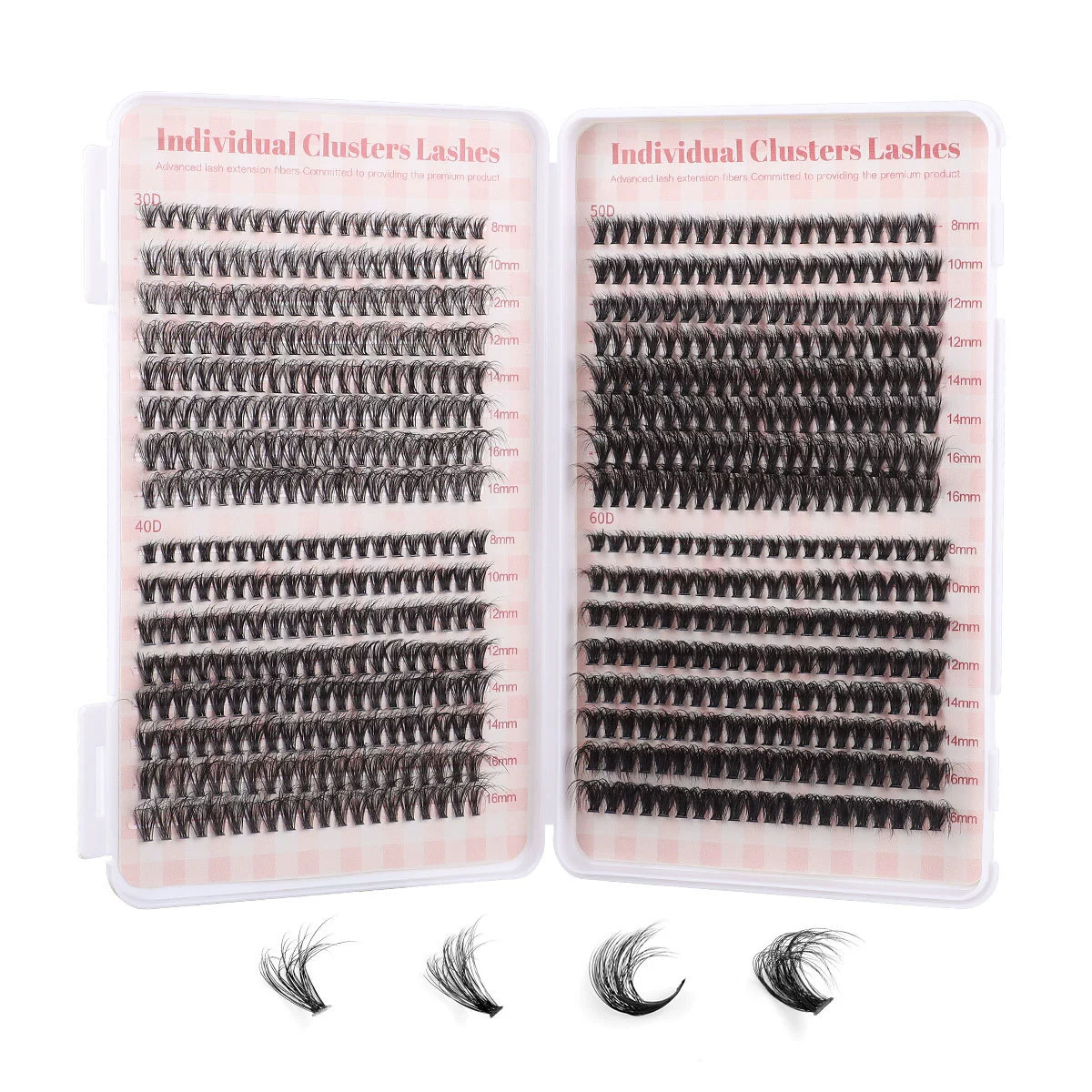 Mixed Cluster Eyelash Kit, Multi-Size False Lashes with Tweezers & Glue Options