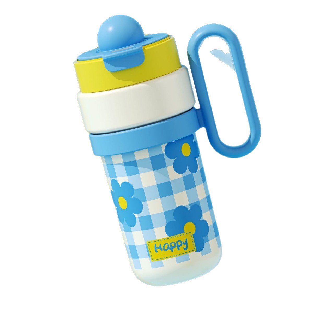 Taza de aislamiento térmico de gran capacidad para niñas de alto valor facial hermosa taza de agua doble de gran capacidad portátil de dibujos animados mango taza sin