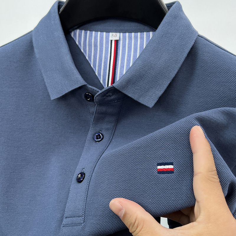 Tommy Spring New Men's Long-Sleeved Cotton T-Shirt Lapel Paul Casual Loose Polo T-Shirt Men's Clothing