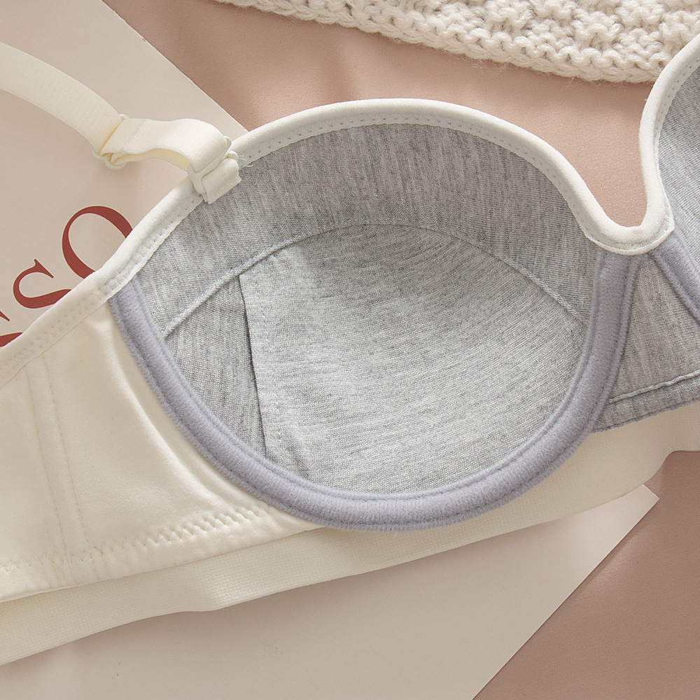 Estilo japonés simple chica sin tirantes invisible media taza sexy ropa interior invisible de las mujeres de carbón de bambú de algodón sujetador agradable a la piel 1001