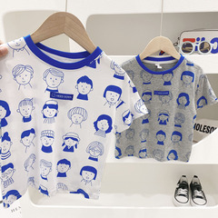 2023 summer Korean style children's clothing boys and children stretch rack short-sleeved T-shirt baby tops bottoming shirt manufacturer supply