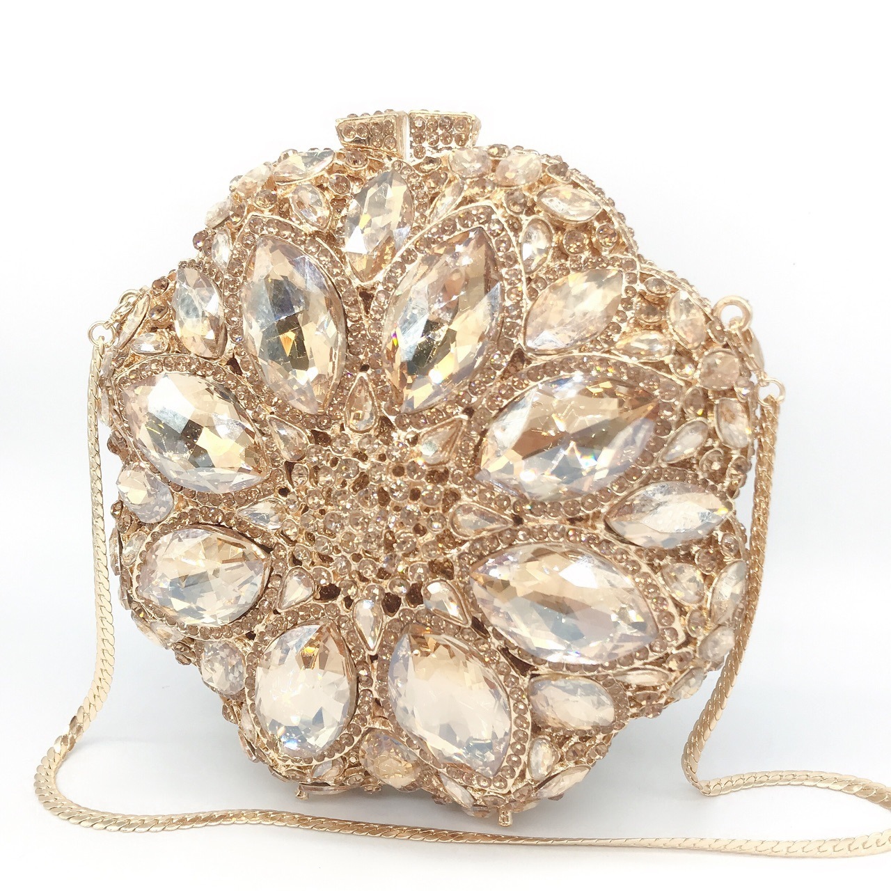 * Bolsa de cena con diamantes transfronterizos caja metálica hueca bolsa de diamantes vestido de fiesta bolsa de mano bolsa de cadena