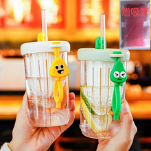 杯子茶水分离泡茶杯塑料杯女高颜值网红透明办公室冷萃带吸管水杯
