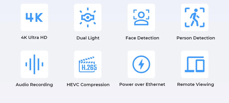4K 8MP POE gözetim kamera seti yüz algılama