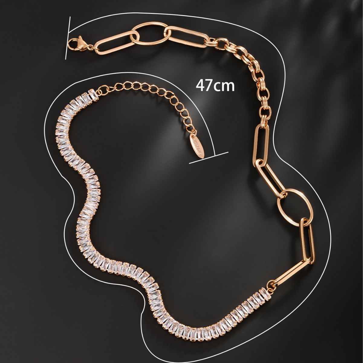 Xuking joyería transfronteriza nuevo circón costura collar de la boda Corea del Sur estilo frío personalizado clavícula cadena collar de diamantes