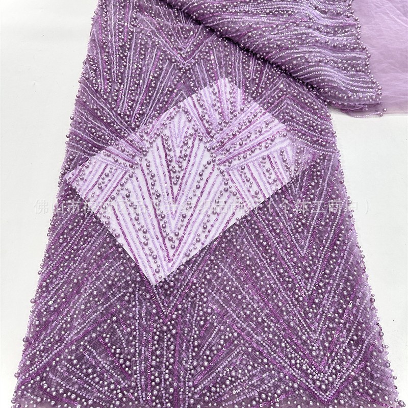 Bordado de tubo de cuentas, bordado de cuentas, tela de bordado, vestido de novia de moda, tela de encaje, lugar de comercio exterior transfronterizo
