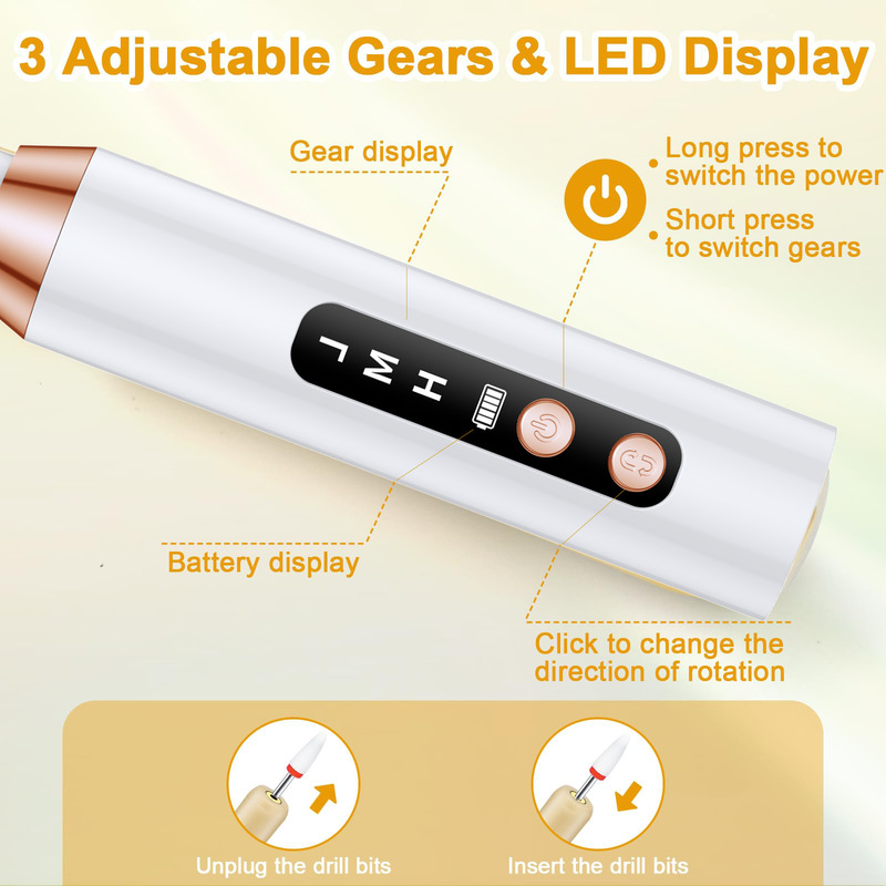 起爆ネイルサンダー電動ネイルマニキュア携帯マニキュアブラシ無線研磨機小型ブラシ|undefined