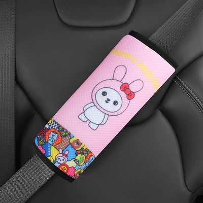 Seat belt shoulder pad Cover Cute Car Anti-Leg Neck - pink-rabbit-shoulder-cover-increase-thickening