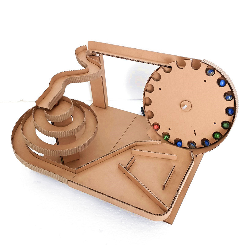 新款diy自制2米纸板滚珠轨道过山车手工材料包三年级科学科技制作