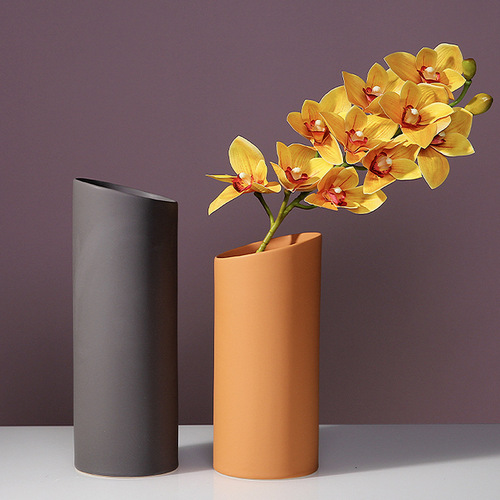 Creative Nordic art Morandi ceramic vase ornaments flower arrangement dried flowers living room dining table home decoration flower vessel