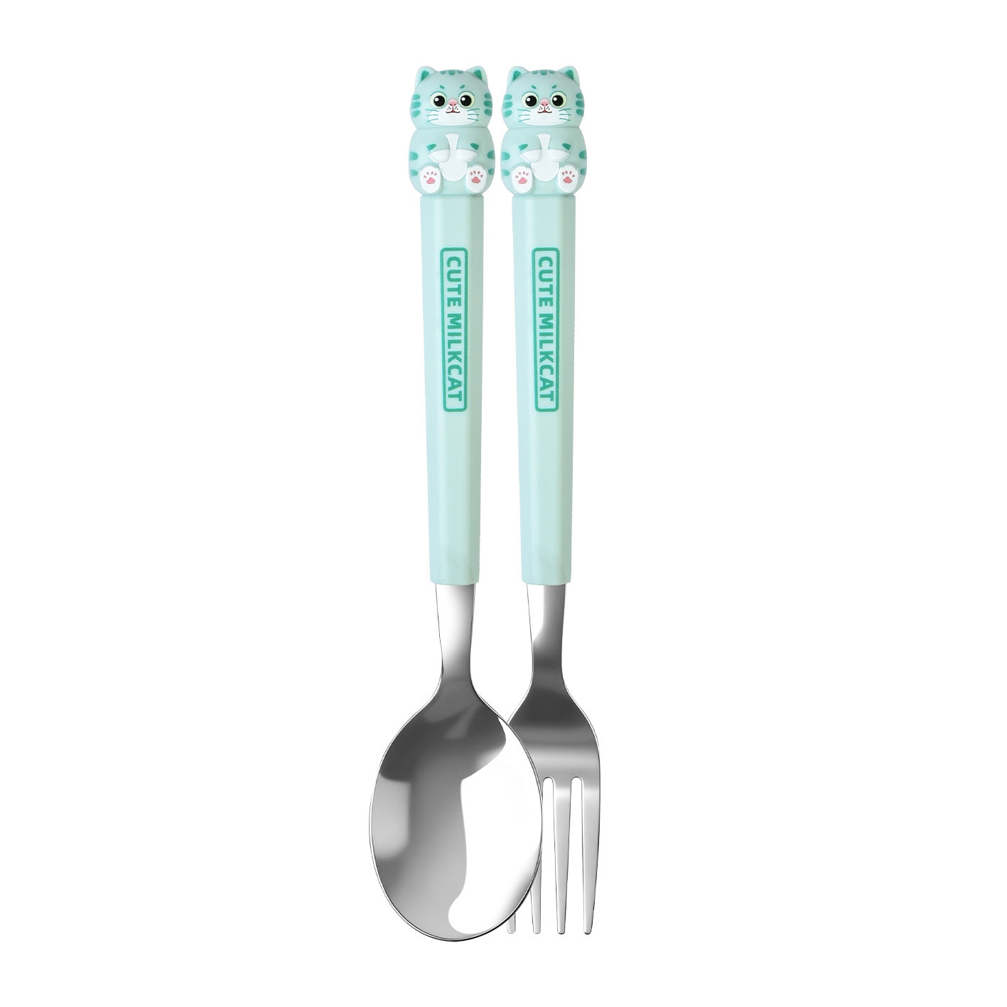 Animal encantador portátil para llevar estudiantes cucharas de comidas dormitorios escolares cucharas de cubierta de cubierta set