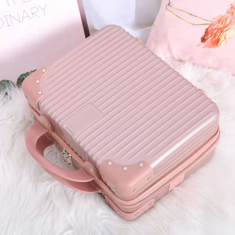 Macaron bolsa de almacenamiento de maleta vintage al por mayor pequeña caja cosmética equipaje de esquina de 14 pulgadas mini equipaje