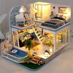 DIY キャビンロフトミニチュア手作り建築モデル作成小さな家組み立ておもちゃ誕生日ギフト女の子木製