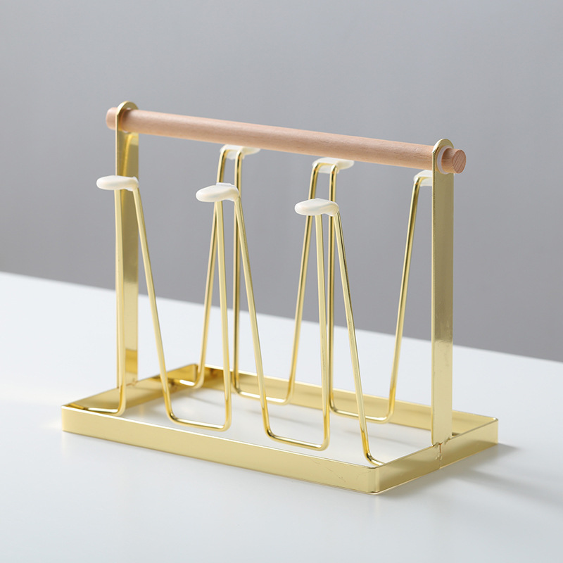 Gold-Wood Strip Cup Holder