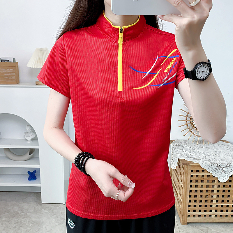 Camiseta de secado rápido al aire libre de mujeres deportivas correr acampando cuello de manga larga T transpirable de verano hombre de manga corta prendas de secado rápido comercio exterior