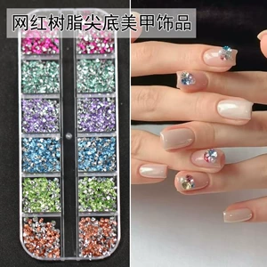 Colorful pointed-bottom rhinestones for nail art, popular online trend, sweet jelly-style press-on nails, gel nails, and nail accessories