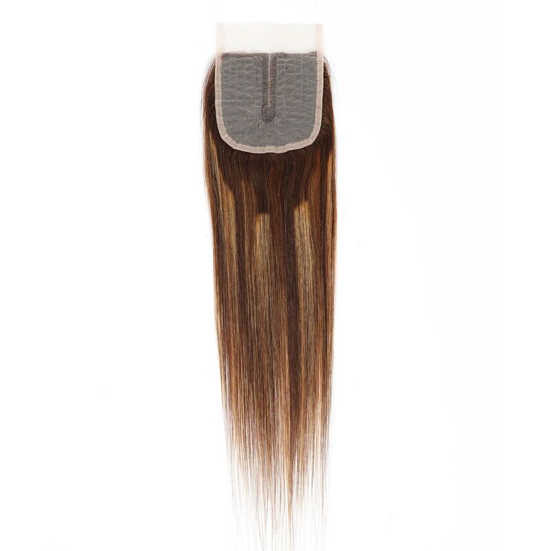 P4/27 4X4 t Part Closure Human Hair Piano Color Human Hair Block Lace Human Hair
