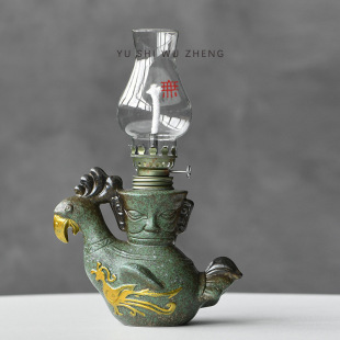 Sanxingdui Cultural and Creative Butter Lamp Holder Ceramic Creative Bird Mask Oil Lamp Artistic Space Atmosphere Lamp