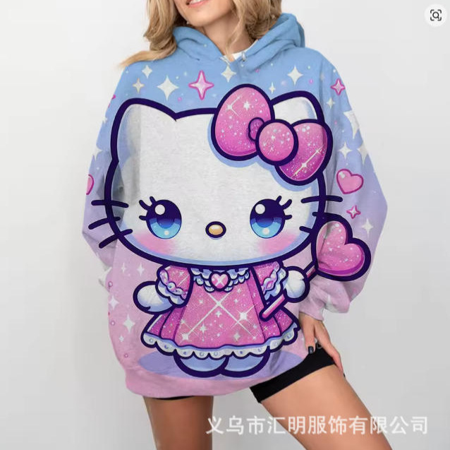 25 New Sanrio Hello Kitty 3D Printed Hooded Women's Long Sleeve Pullover Cute Hooded Sweatshirt 25 New Sanrio Hello Kitty 3D Printed Hooded Women's Long Sleeve Pullover Cute Hooded Sweatshirt