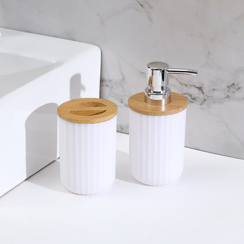 Juego de Accesorios de Baño de 7 Piezas de Plástico con Bambú para Baño image 18
