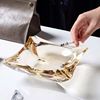 Phnom Penh Outline in gold crystal Glass modern Office household a living room tea table Light extravagance Decoration Square ashtray