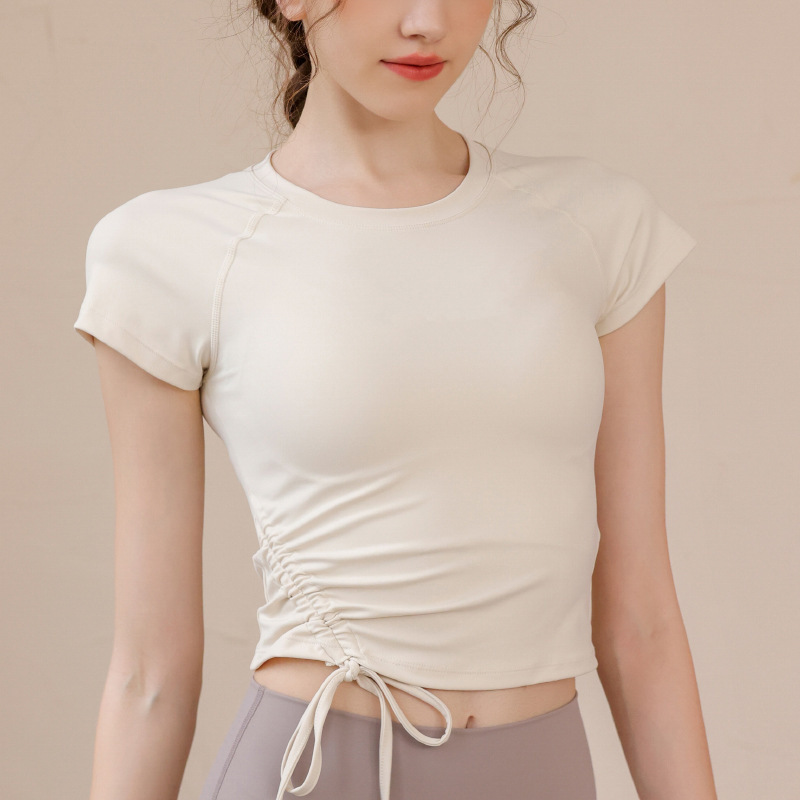 プラティのヨガの上着のフィットネスの服の女性の新型の専門の通気性の速乾のランニングのtシャツの半袖の運動のタイツ|undefined