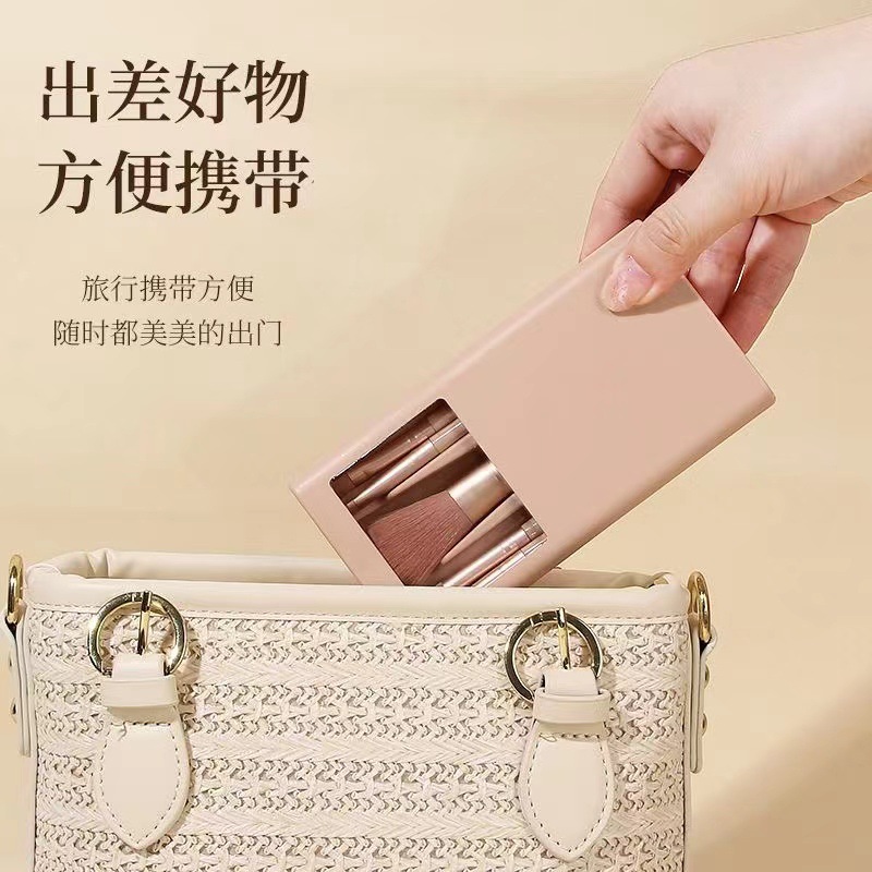 Nuevo 5 espejo caja de cepillo de maquillaje conjunto de claraboyas con espejo detalle de ojos portátil cepillo de maquillaje herramientas de maquillaje mayorista