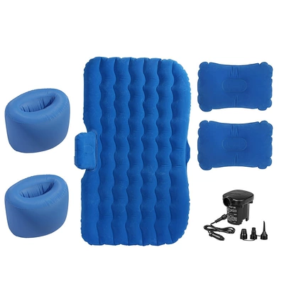 Vehicle-mounted inflatable bed | sleeping travel bed SUV car - split-flocking-wavy-blue-double-pier