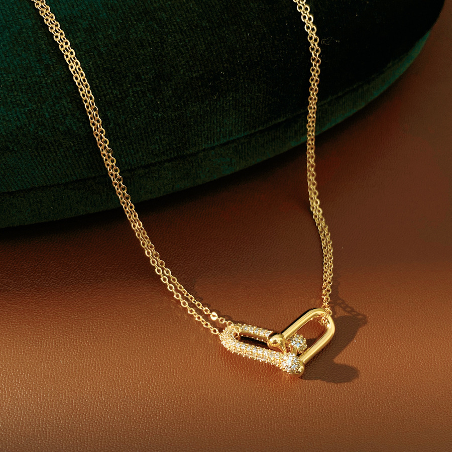 Zircon hueco deslizante collar elíptico ligero lujo frío viento delicado pulsera alta sensación de moda conjunto de joyería mujer