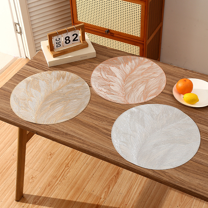 Mantel de PVC redondo romántico francés transfronterizo, impresión creativa, cojín de aislamiento de restaurante de lujo ligero de alta calidad, cojín impermeable