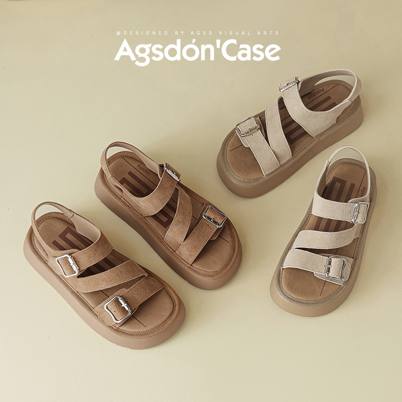 Sandalias de plataforma Augustion para mujer 2025 nuevo estilo de verano para llevar sandalias y zapatillas Birkenstock retro con falda